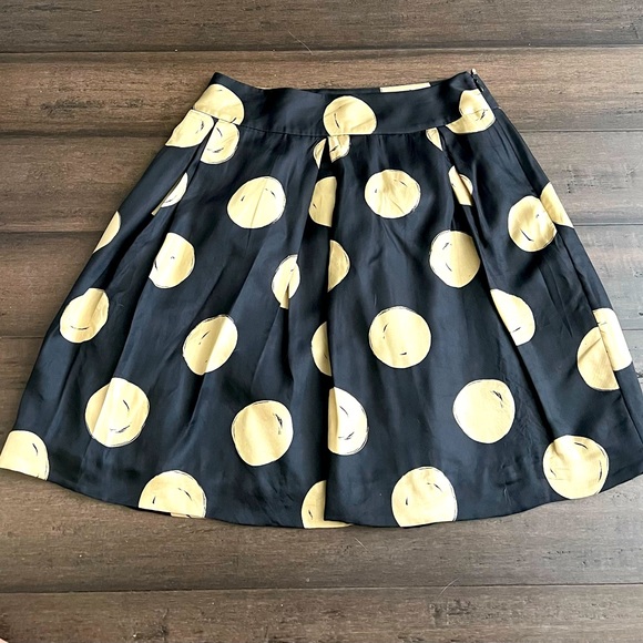 SOLDKate Spade 100 💯 Silk Blend Skirt size 6 black cream - Picture 2 of 10